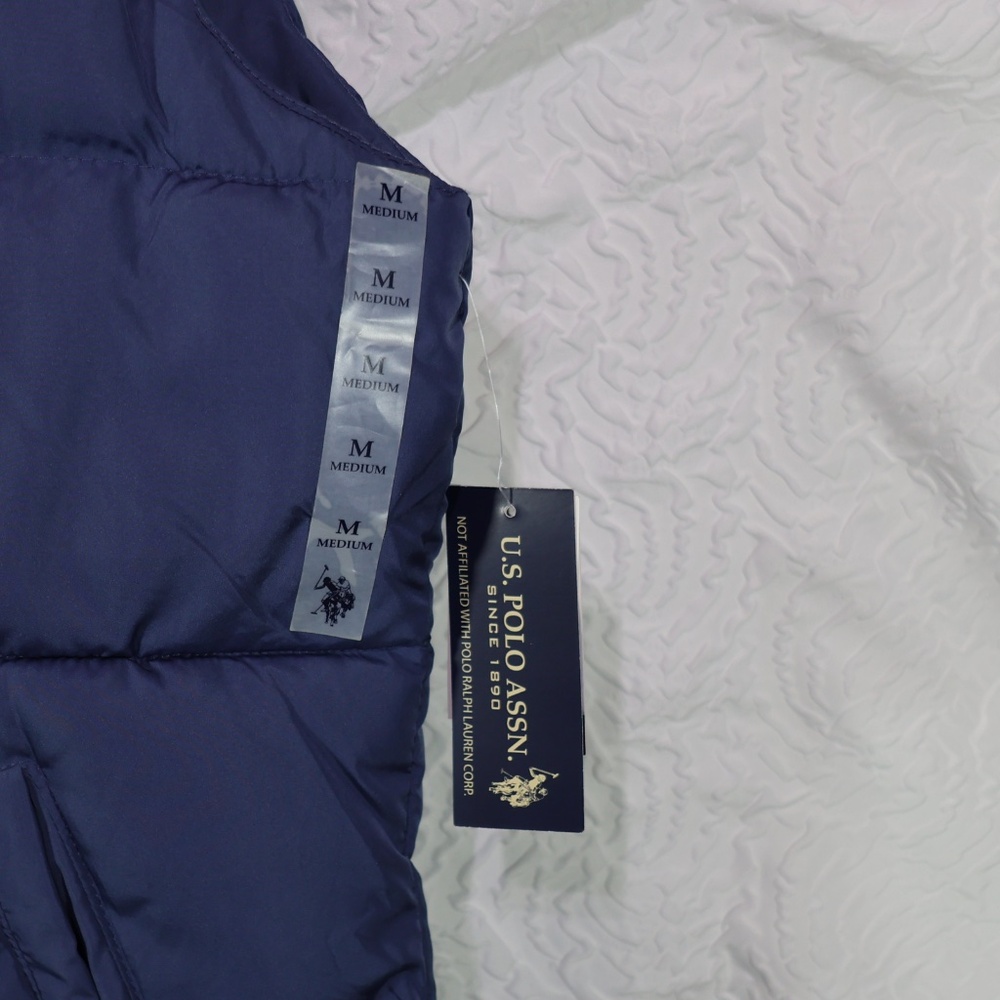 U.S. Polo Assn Women's M Puffer Vest Full Zip BLUE - Picture 2 of 7